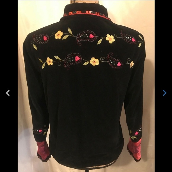 Coldwater Creek Velvet Silk Embroidered Shirt XS - Picture 3 of 7